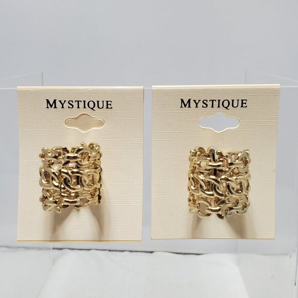 Mystique Gold-Tone Stretch Chain-Link Statement Rings – 2 for 1 Deal! - Picture 1 of 6